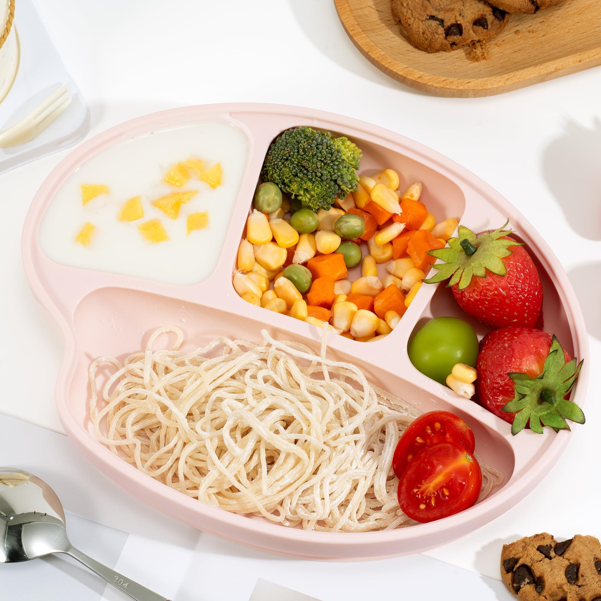 Li & Zhao Li&Zhao Baby Bowls with Suction - Suction Plates for Toddlers Toddler Plate Baby Plate Divided Design Kids Plates Baby Suction Plate with Lids Microwave & Dishwasher