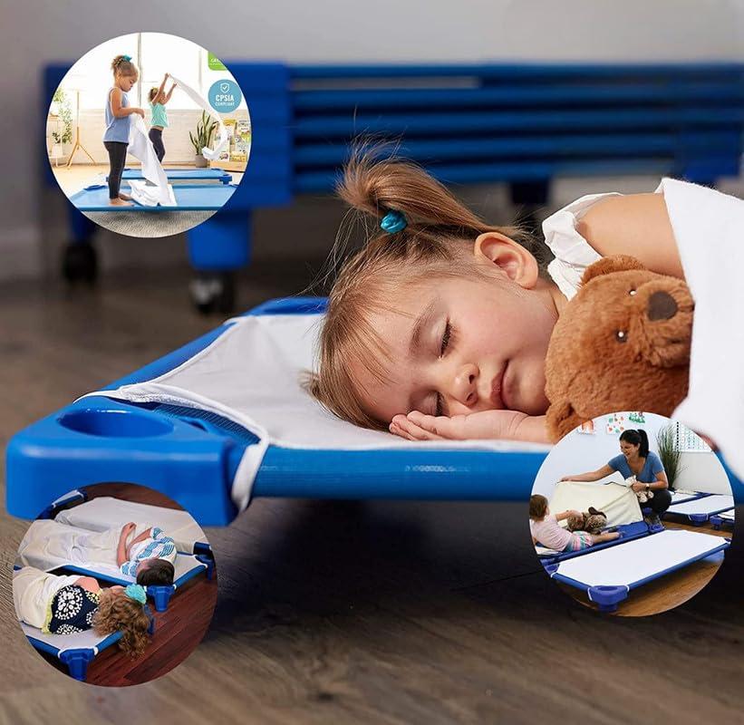 Ready To Rest Toddler Size Daycare/Pre-School Cot Sheets- 22x40, 24-Piece Childrens Naptime Cot Sheet with Corner Elastic Loops- Ploy-Cotton Blend- Ivory Daycare Cots Fitted Sheet for Baby Girls & Baby Boys