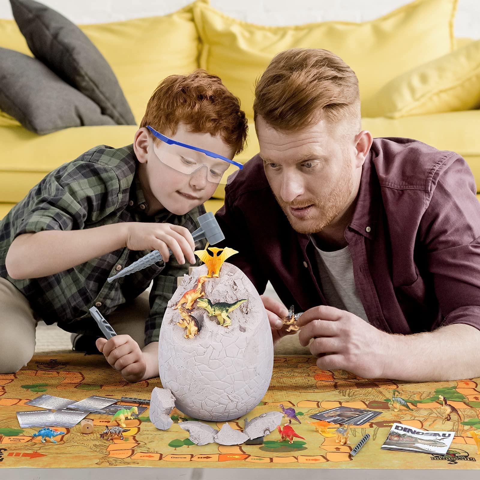 Woumserta Woumserta Jumbo Dino Egg Dig Kit, Dinosaur Toys for Kids 5-7 8-12 with 12 Dinosaurs, Dinosaur Toys for 5 6 7 8 Year Old Boy Birthday Gift, Dinosaur Eggs Excavation Gifts for 5 6 7 Year Old Boy Girl