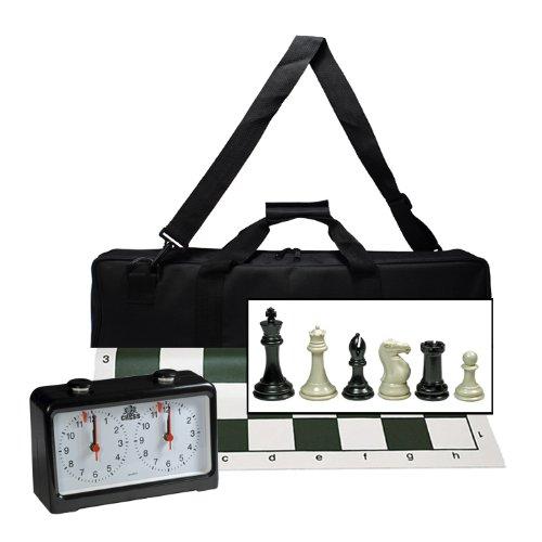 WE Games Complete Tournament Chess Set with Deluxe Canvas Bag and Chess Clock - 4 King Triple Weighted