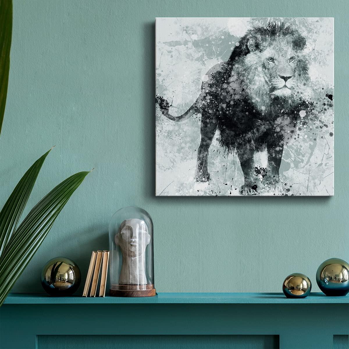 Renditions Gallery Renditions Gallery Canvas Wall Art Animals Theme for Home Dcor, Lion Wall Art, Ready to Hang, 16'' x 16'', (AZS-WC07-15593-R-1616-SC)