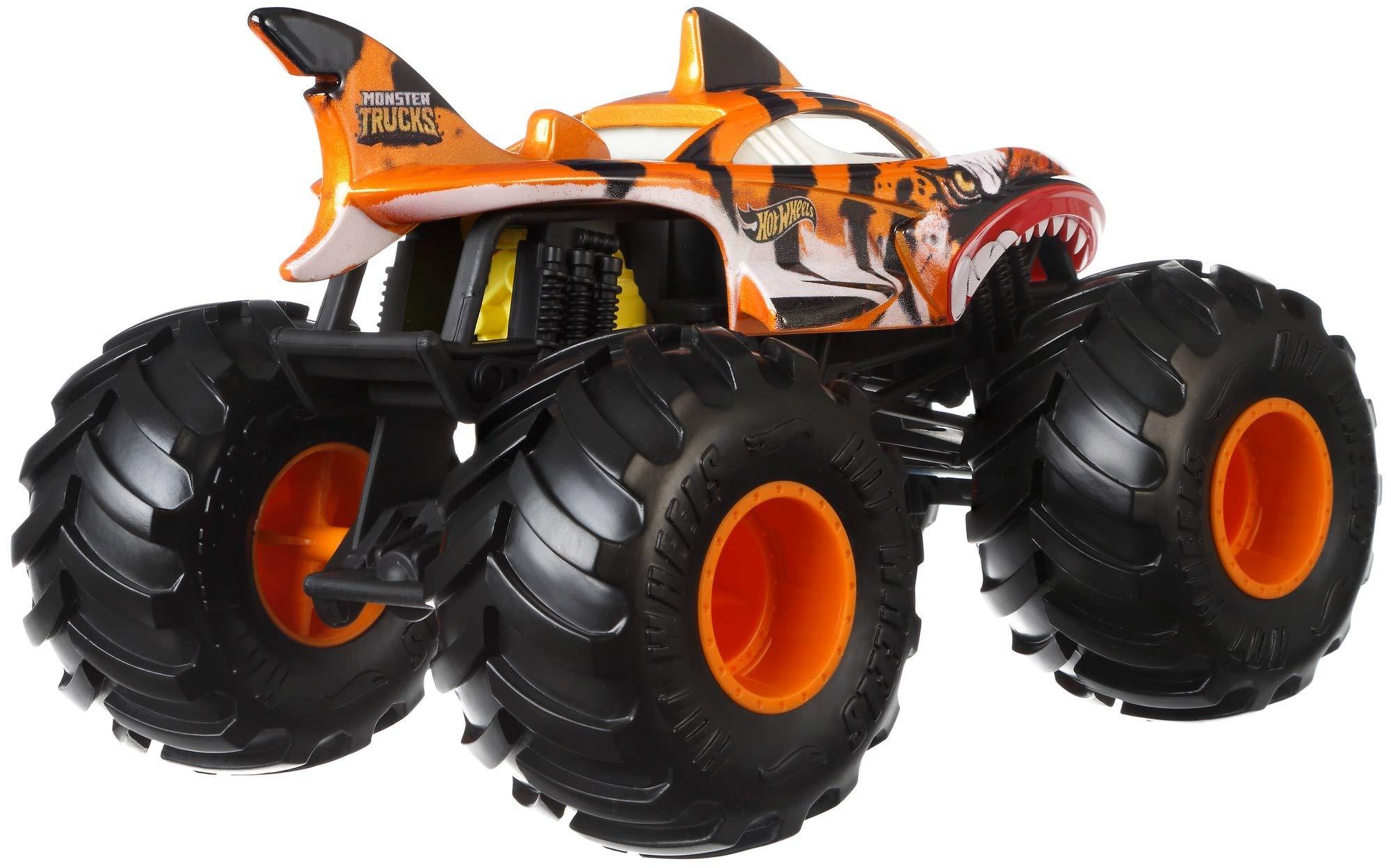 Hot Wheels Hot Wheels Monster Trucks Tiger Shark die-cast 1:24 scale vehicle with Giant Wheels for kids age 3 to 8 years old great gift toy trucks large scales