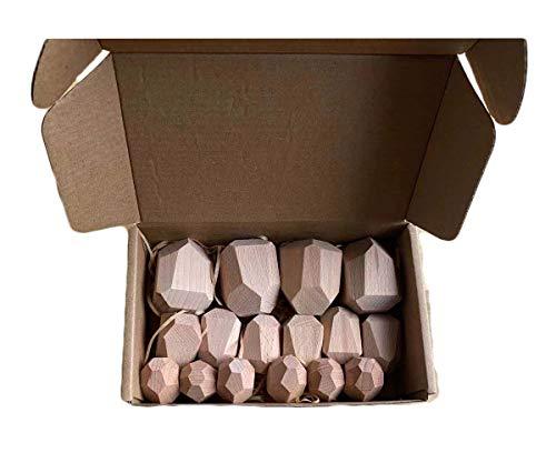 Gupgi Gupgi Wooden Building Blocks Set Lightweight Natural Balancing Blocks Colored Wooden Stones Stacking Game Rock Blocks Educational Puzzle Toy (16pcs, Wood Color)