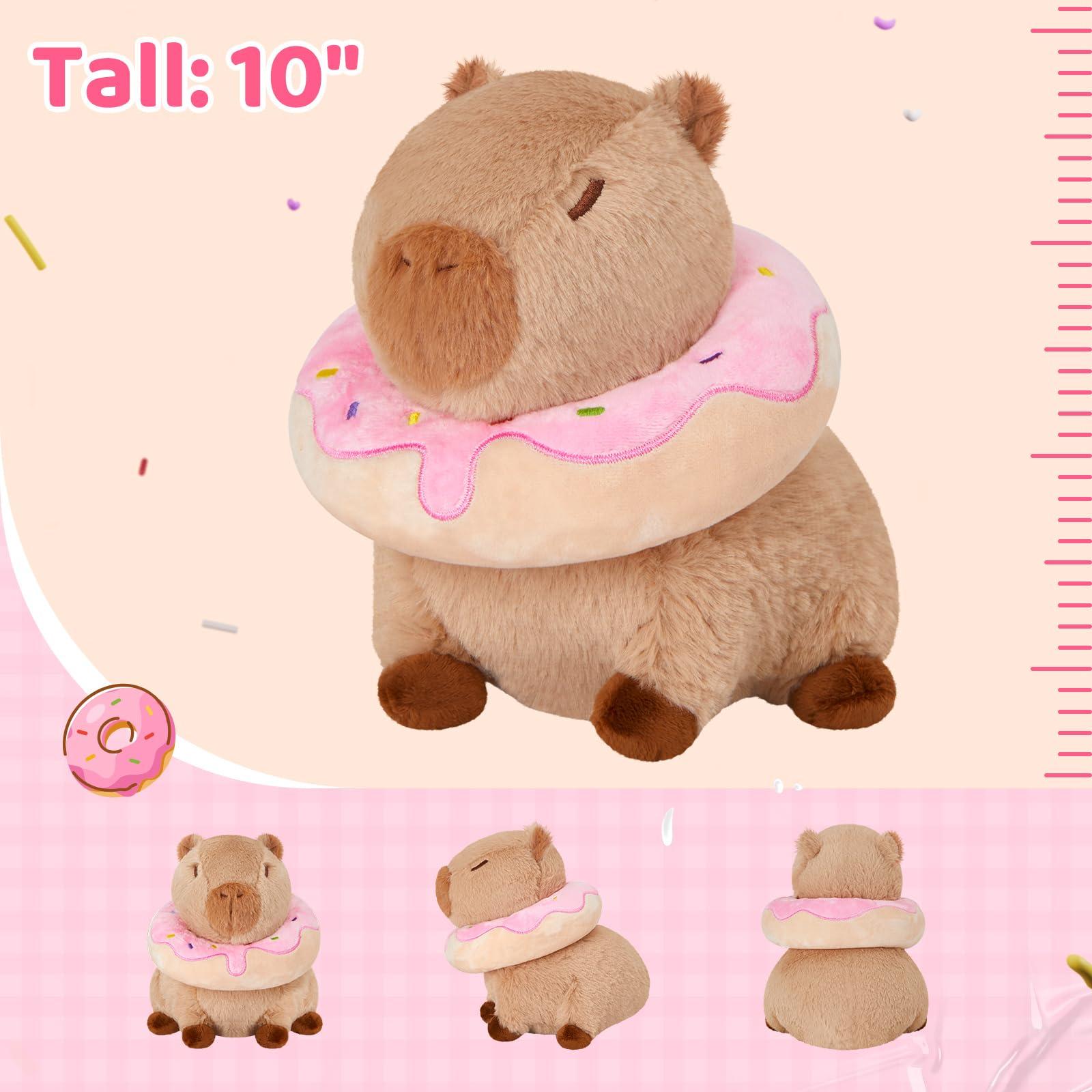 CozyWorld CozyWorld 10\" Capybara Stuffed Animals,Donut Capybara Plush Toys,Kawaii Capybara with Donut Plushie Toys,Cute Capybara Birthday Gift for Kids Boys and Girls