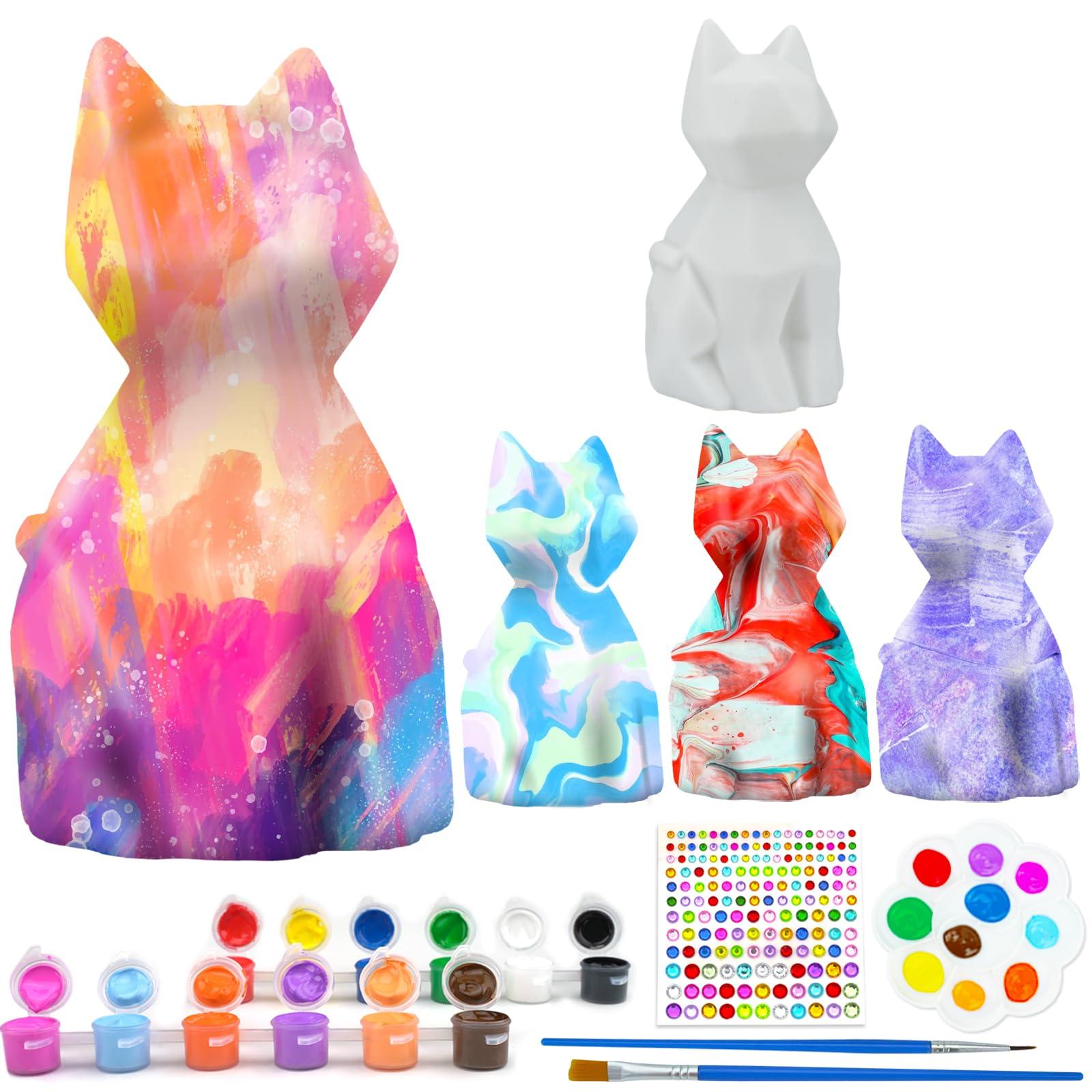 HAPMARS HAPMARS Paint Your Own Cat & Moon Lamp Kit 2pcs, DIY Geometric Cat Art Craft Painting Kits for Girls Boys Kid Age 4 5 6 7 8 9 10 11 12+, Art Supplies Creative Gifts for Birthday, Christmas, Party
