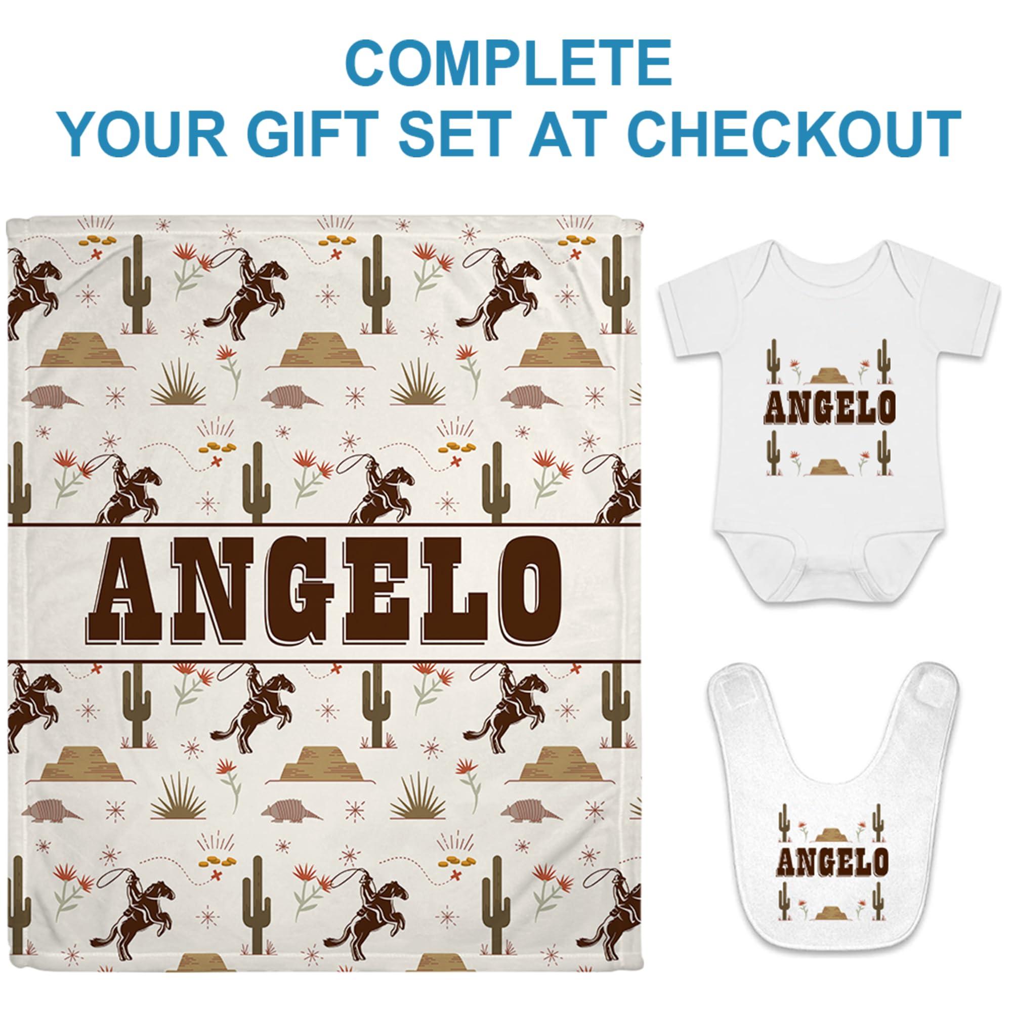 Hyturtle Hyturtle Personalized Name Western Baby Blanket, Wild West Baby Boy Swaddle Blanket, Cowboy Baby Blankets, Soft Fleece Blanket, Baby Western Blankets for Newborn Infant Toddlers Kids