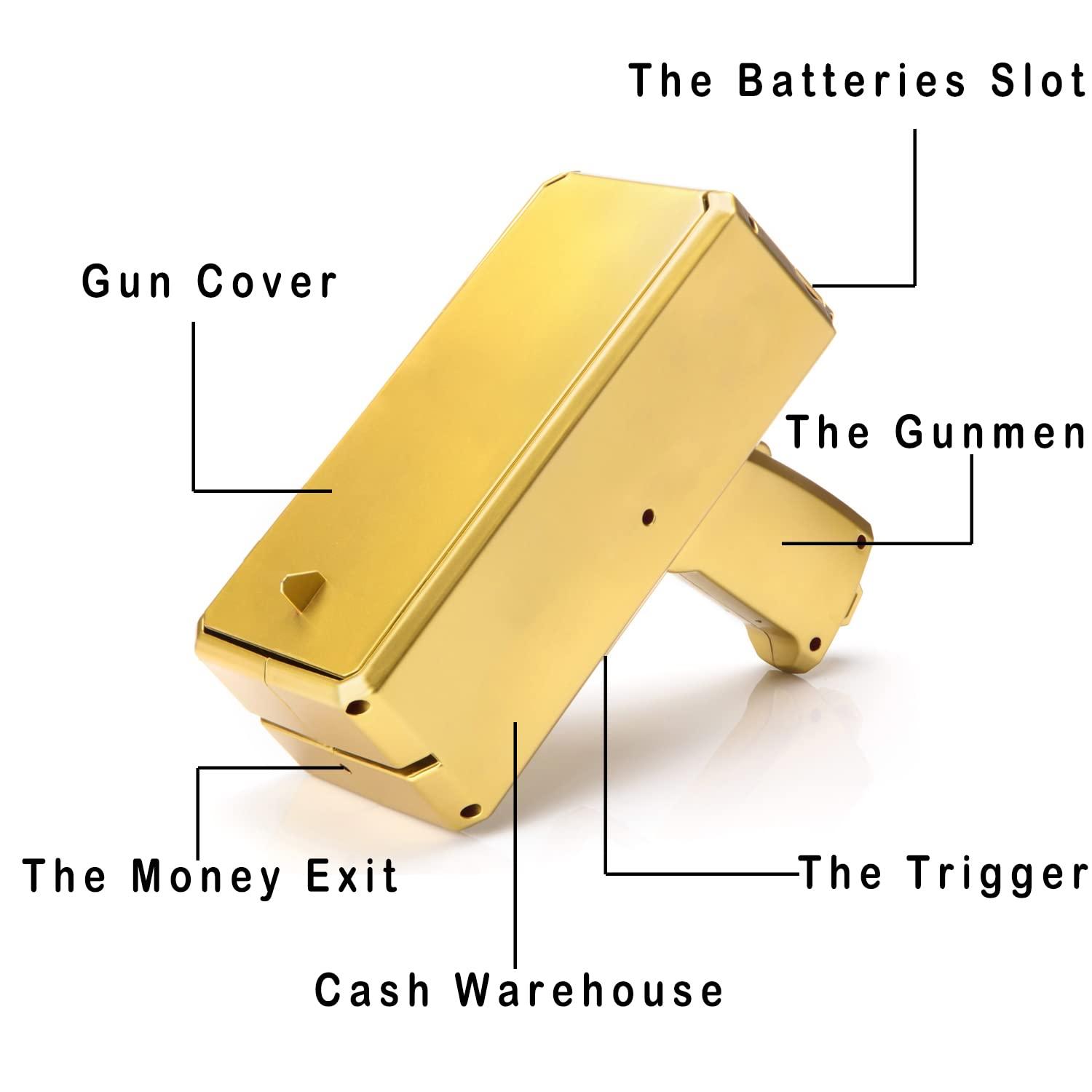 Alagoo Alagoo Super Money Guns Paper Playing Spary Gun Make it Rain Toy Gun, Handheld Cash Fake Bill Dispenser Shooter Toy(Metallic Gold)