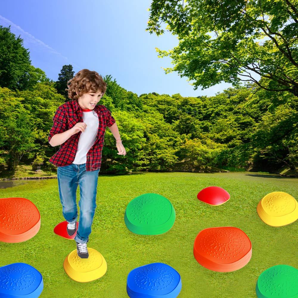 OMNISAFE OMNISAFE 10 Pcs Balance Stepping Stones for Kids, Non-Slip Textured Surface and Rubber Edges, Indoor & Outdoor Obstacle Course Toy for Toddlers, Exercise Coordination & Strength, Sensory Toy