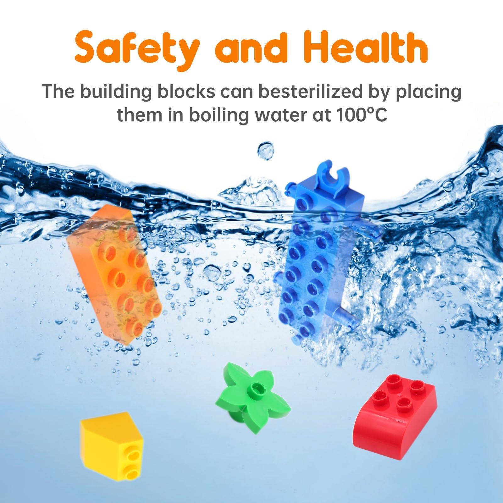 WYSWYG Large Building Blocks for Kids Toddlers Including 2 Piece Baseplates, Basic Big Building Blocks Compatible with Duplo and Major Brands, Building Bricks Set for Kids Age 3 4 5 6