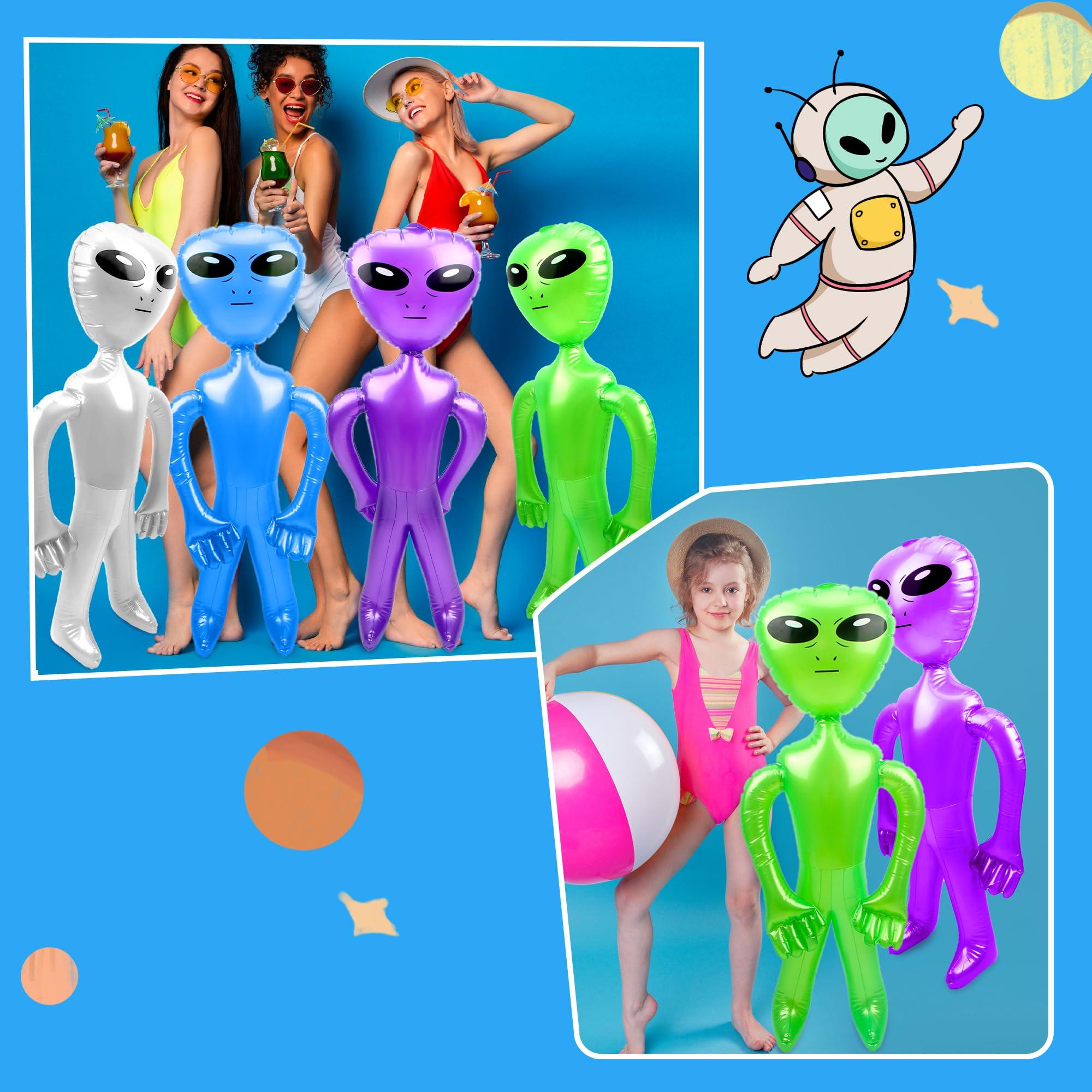 Sonarun 16 Pcs 35 Inch Halloween Inflatable Alien Giant Inflatable Alien Large Blow Up Alien Jumbo Alien Inflate Balloons Toy for Birthday Halloween Alien Theme Party (Color Set 1)