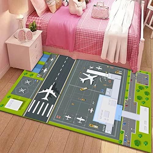 AYHOME Large Airport Play Mat for Playing with Little Cars ,Road Traffic Educational Carpet,Fun Bedroom Playroom Area Rug for Boys Girls Learning Playing-80x120cm(31x47inch)