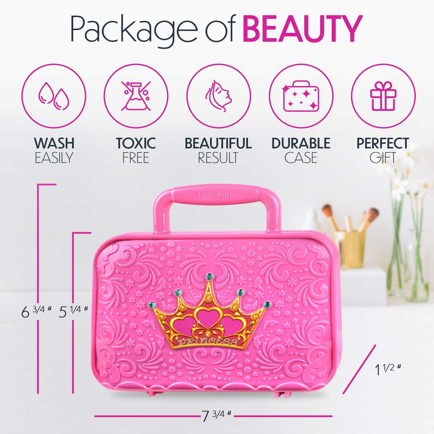 Toysical Toysical Kids Makeup Kit for Girl - Real, Non Toxic Makeup for Kids kit with Remover, Washable Toddler Makeup Kit - Princess Birthday Gift Pretend Play Makeup for Ages 3 4 5 6 7 8 9 10 Years Old