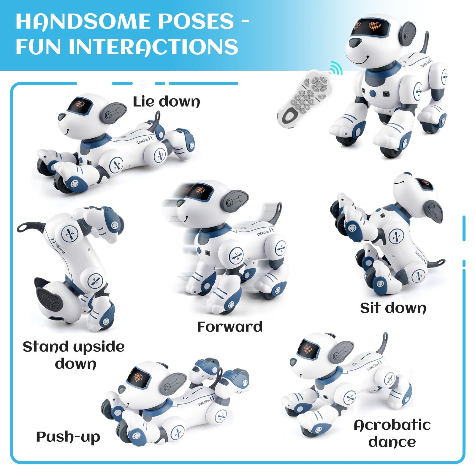 Katouigb Remote Control Robot Dog Toys, Programmable Robotic Puppy for Kids, Interactive Remote Control Dog, Singing Dancing Stunt Robotic Dog Gift for Birthday