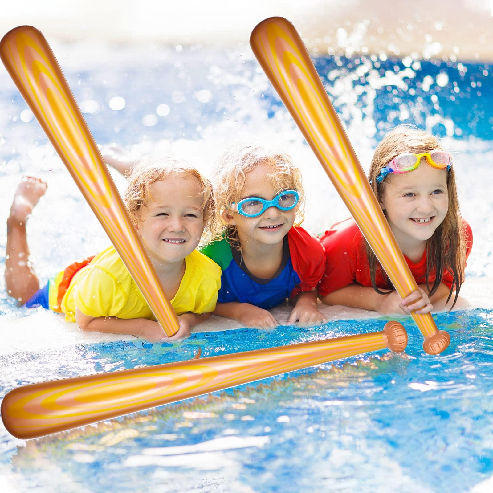 Leyndo 6 Pcs Giant Inflatable Baseball Bats Large 40 Inch Inflatable Toy Bat Baseball Party Favors, Sports Theme Toy, Birthday Party Decorations for Pool, Beach