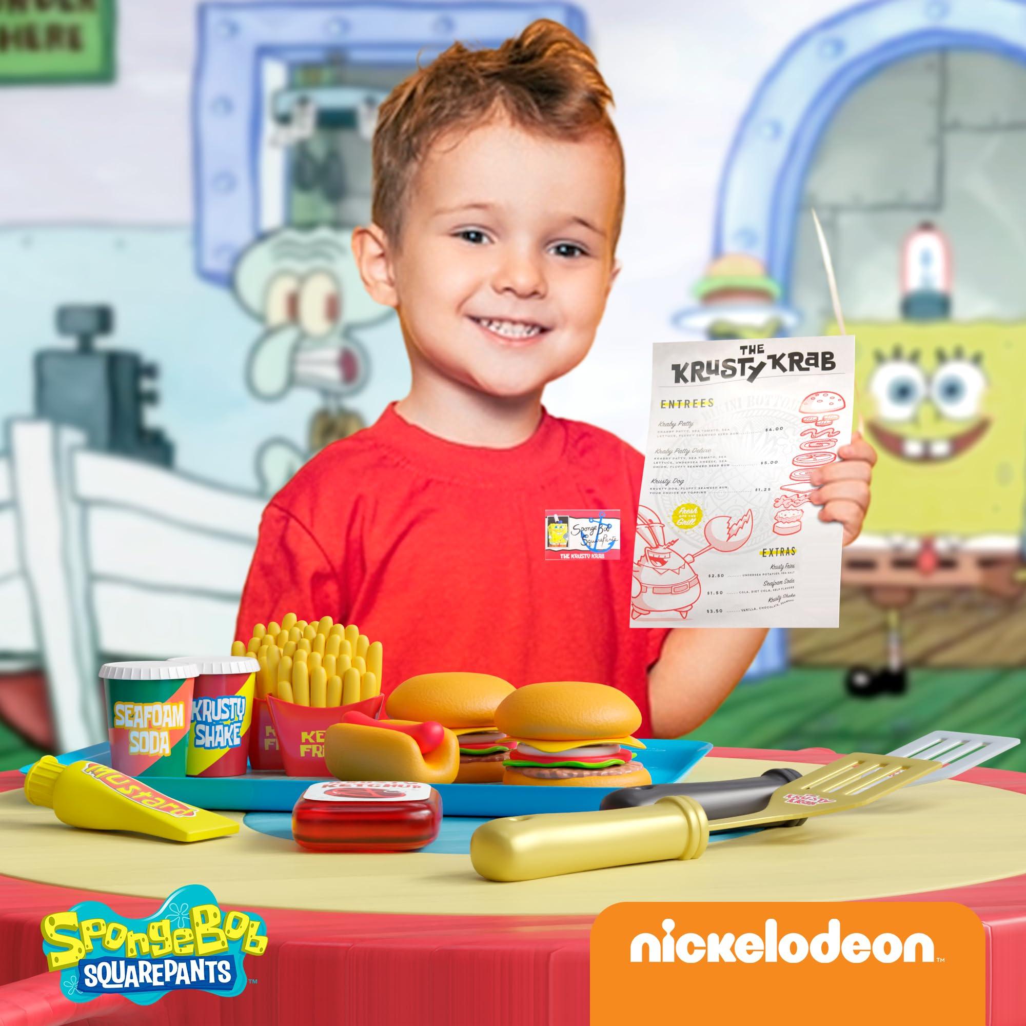 Lollipop Spongebob Kids Kitchen Playset - Interactive Play Food with 2 Krabby Patty Burgers, Seafoam Shake, Kelp Fries, Spongebob Toys Kitchen Set for Kids Ages 3-5 Includes Velcro Dots