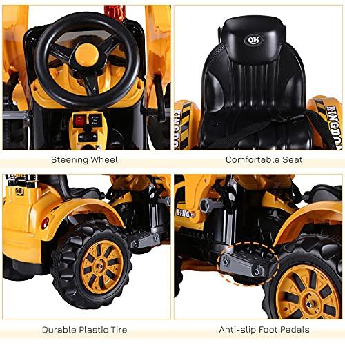 Aosom Aosom 6V Electric Kids Ride On Toy Digger Construction Excavator Tractor Vehicle Digger Toy Moving Forward Backward