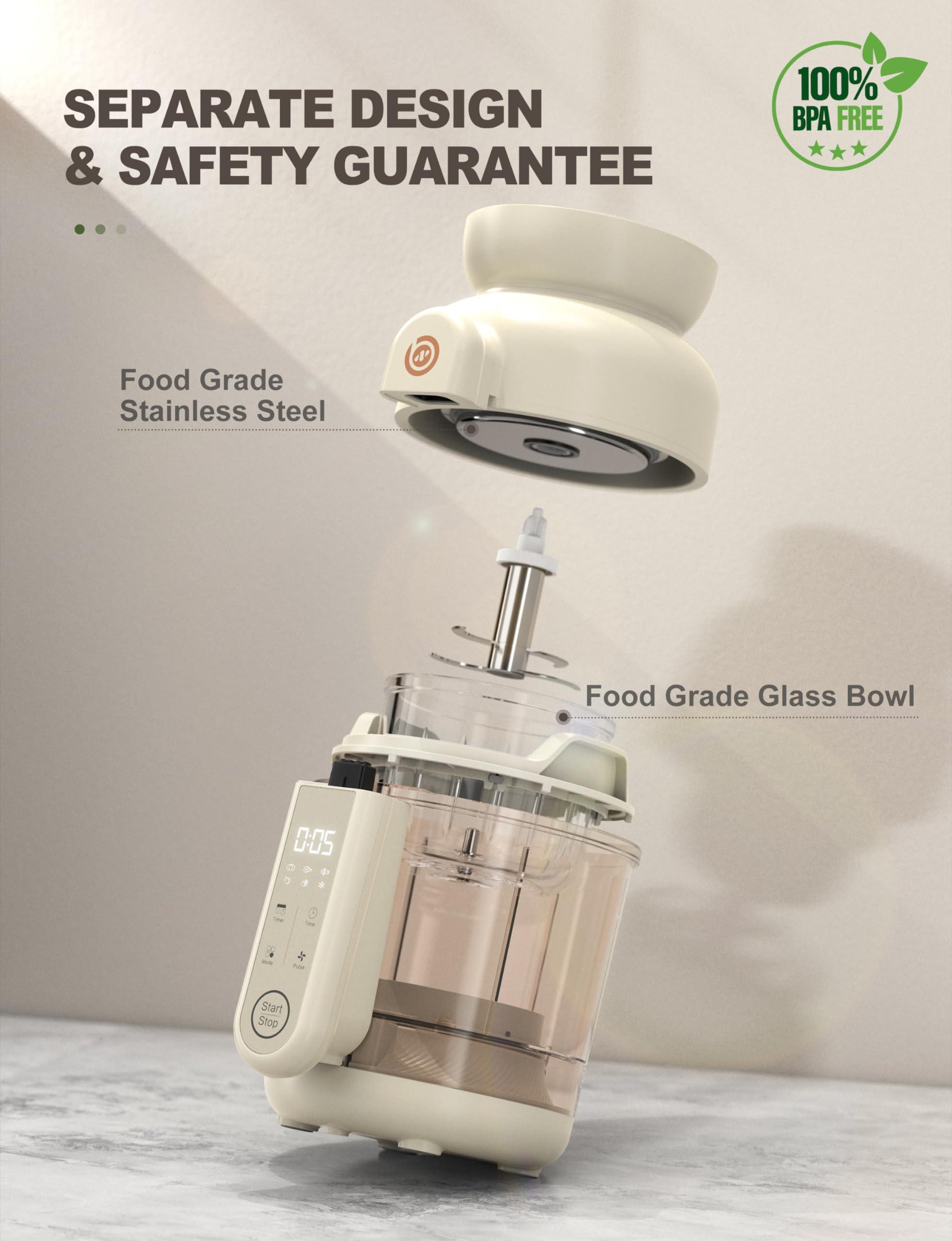 BABYNUTRI Babynutri Auto Baby Food Maker, Glass Baby Food Mills, Baby Blender & Steamer and Puree Maker with Auto Cooking, Easy Cleaning, Dishwasher Safe, Cook at Home, Touch Screen Control