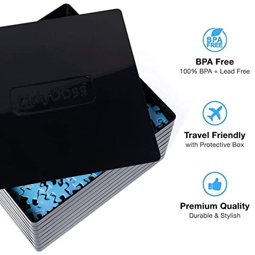TIDYBOSS 2PK Tidyboss Puzzle Sorting Trays with Lid | Portable Jigsaw Puzzle Accessories Neutral Background Makes Pieces Stand Out Better | Black + White