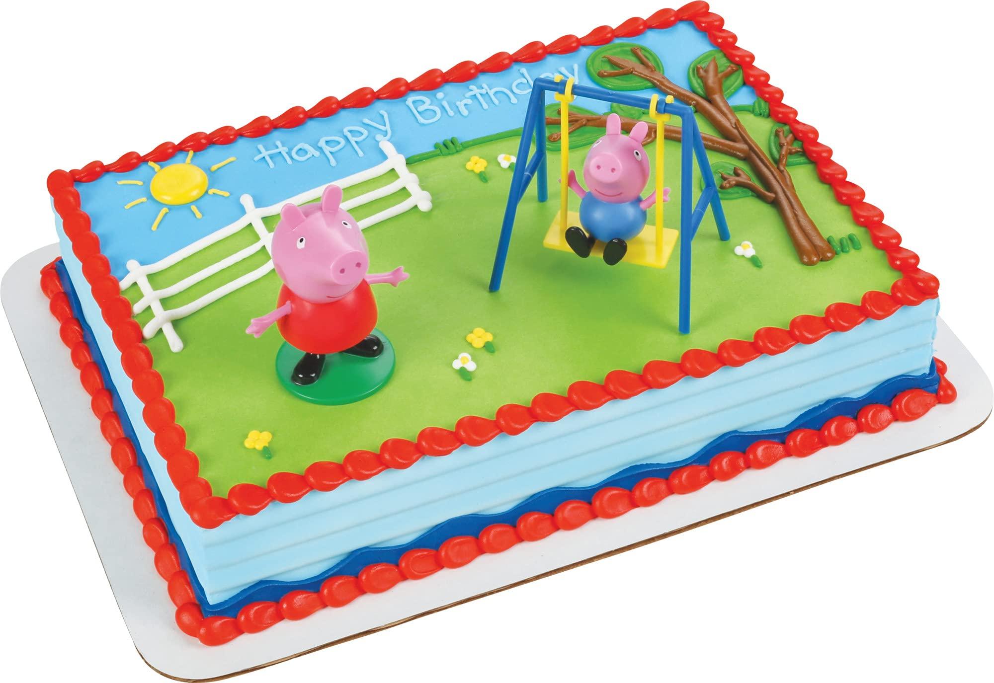 DecoPac Decopac Peppa Pig Swing Set DecoSet Cake Decoration Topper Pink, 3.2\" x 1.8\"