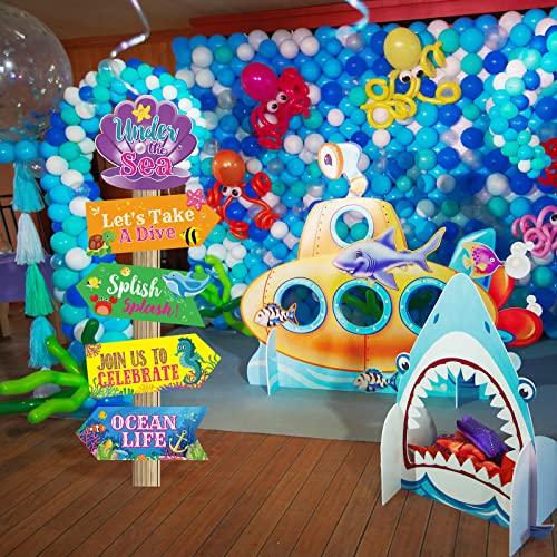 Spakon 20 Pieces Under The Sea Party Decorations Ocean Sea Animal Party signs Ocean Themed Birthday Party decor Baby shower Beach Party Supplies for Boys Girls Kids