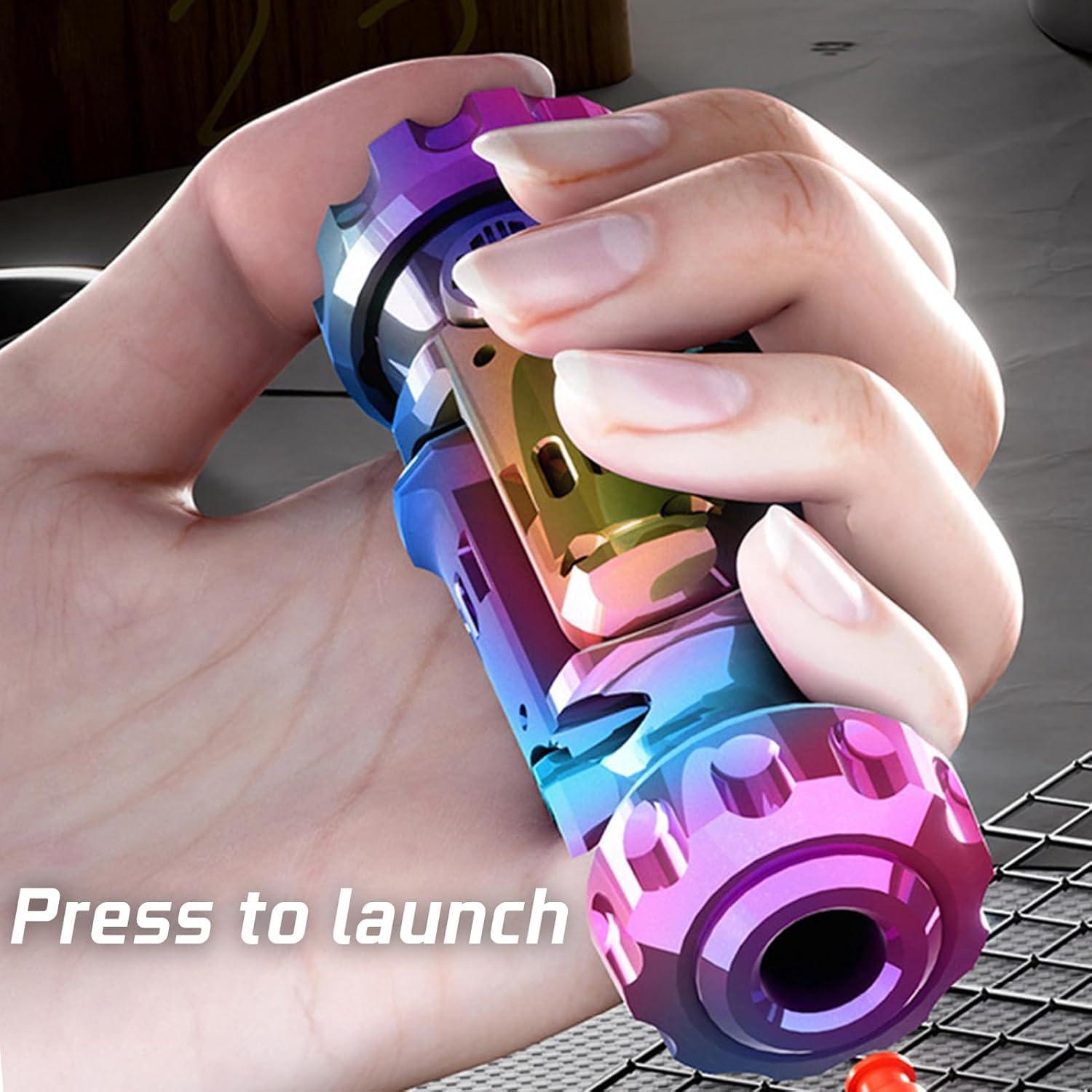 ToysCentral Basics Tungsten Steel Fidget Gun Toy - Metal EDC Finger Slider with Textured Spinner, Stress Relief Gadget for Adults, Silent Clicking & Gyro Rotation (Black)