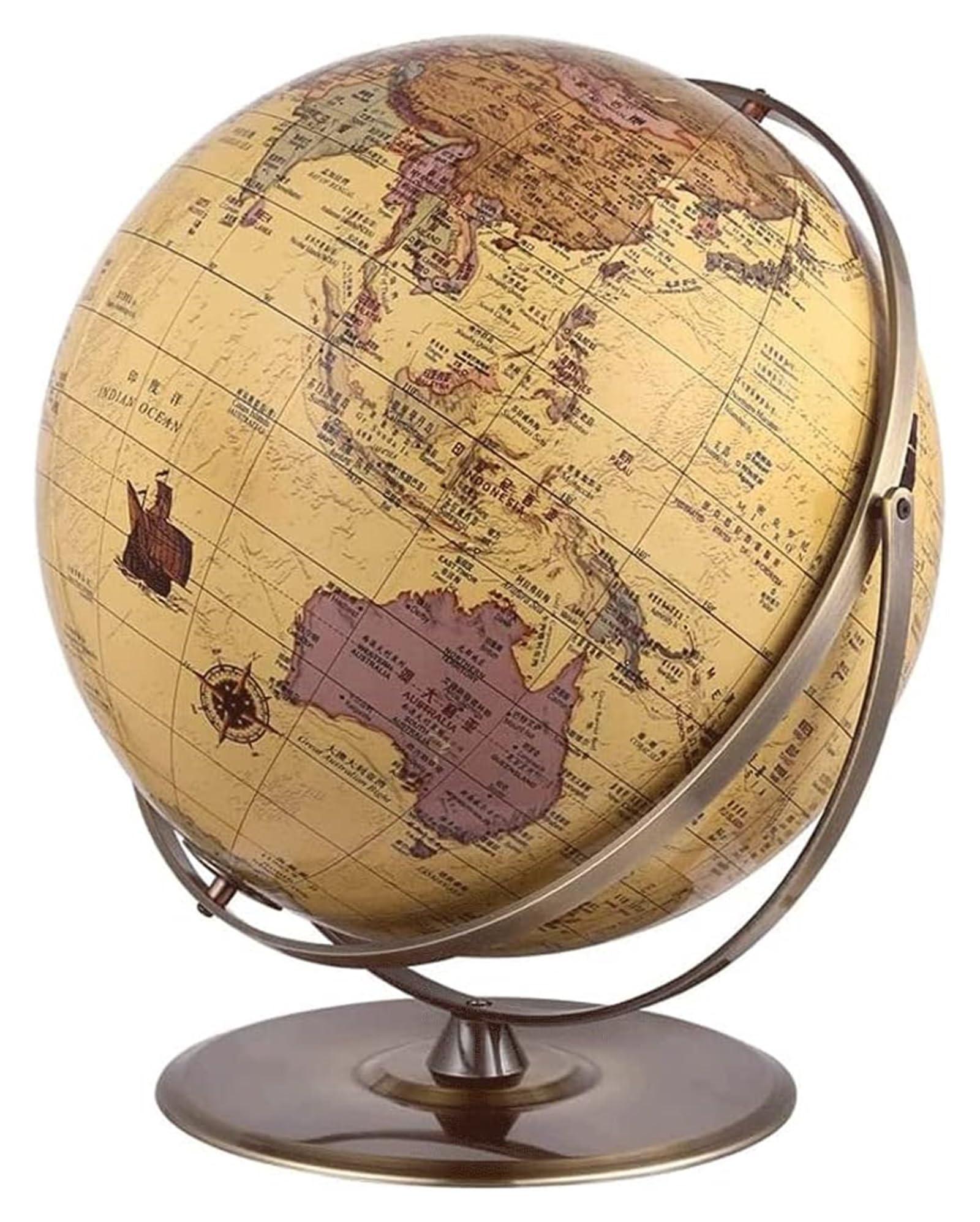 OXOAMP World Globe Newest World Globe with Stainless Steel Ball and Base Globe 16.5\"/42cm Large Educational World Map Globe for Kids Bedside
