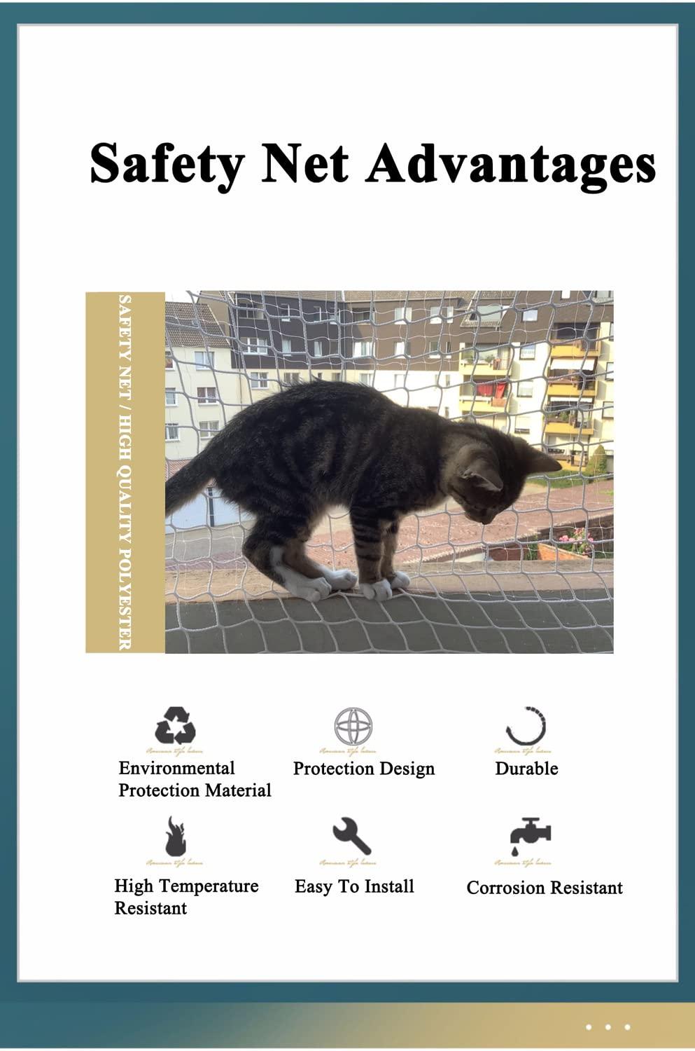 LGLFDJ White Safety Net for Stairs, Polyester Knotless Net for Balcony Guardrail, Stairway Railing Protective Netting for Pet Toy Anti-Fall, Kids Protection Net(Size:1.5M2M(5FT6.5FT),Color:White)