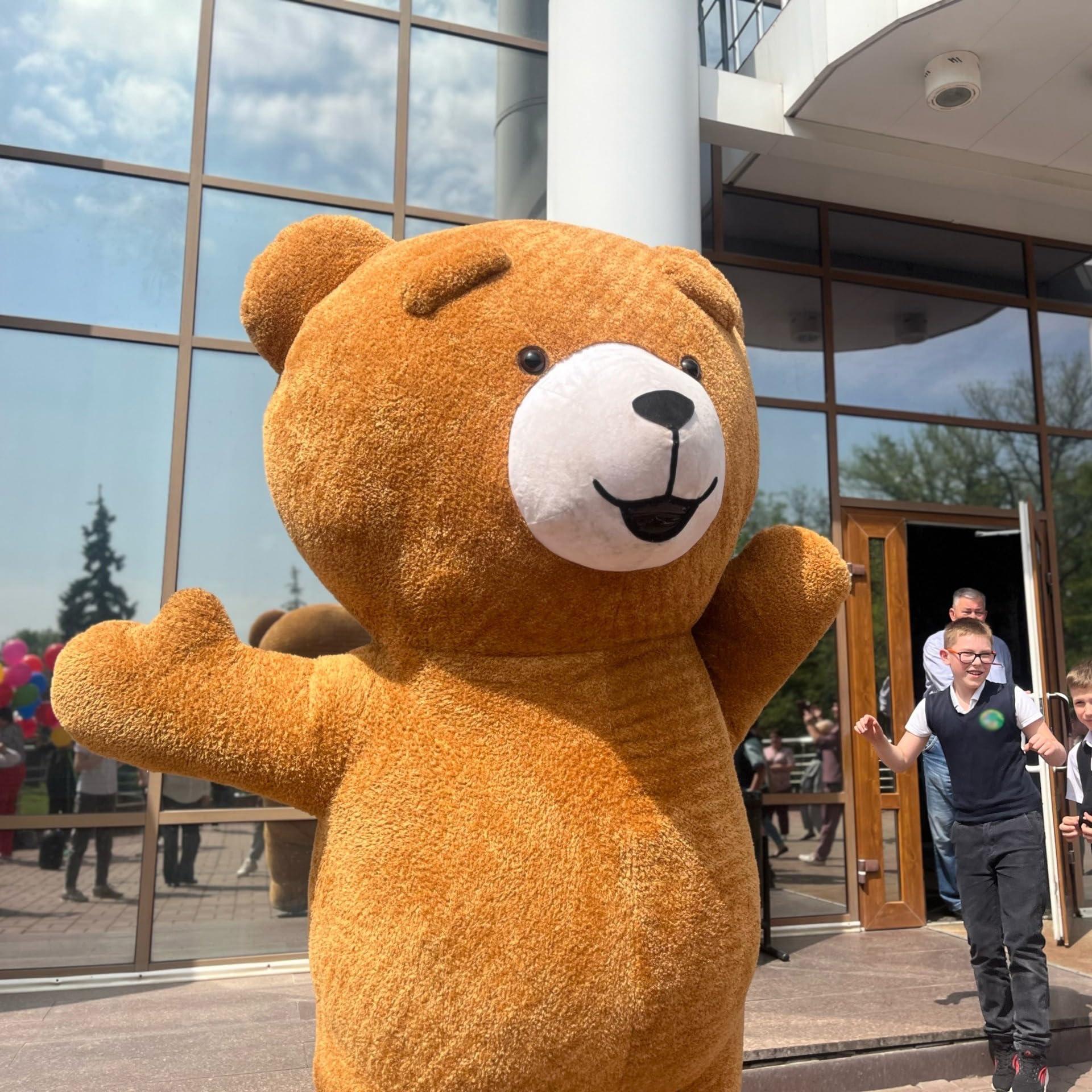 Piamif Inflatable Plush Bear Costume Halloween Blow up Jumpsuit for Wedding Marketing Activities Cosplay Parties Mascot Costume (Brown, 9.84ft Tall)