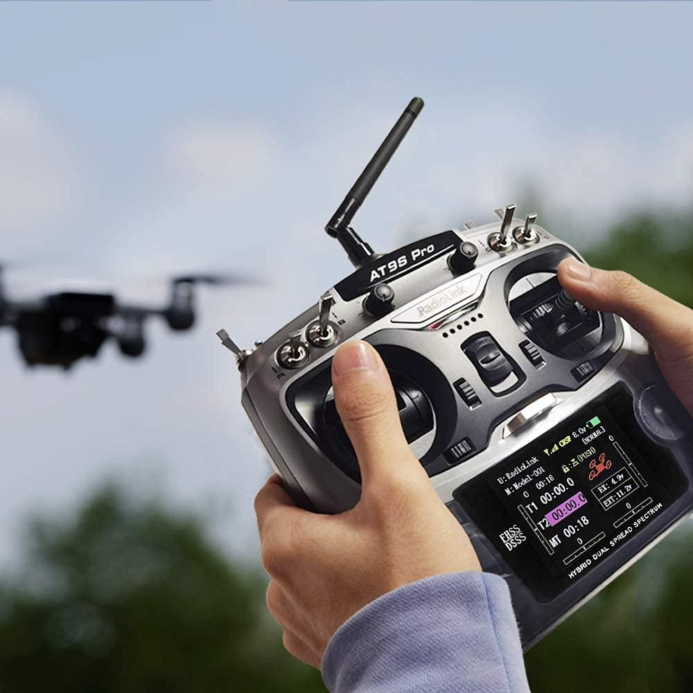 Radiolink Radiolink AT9S Pro 10/12 Channels Radio Transmitter and Receiver R9DS, Long Range for Airplane/Jet/FPV Racing Drone/Quad/RC Truck Car/Boat and More (Mode 2 Left Hand)