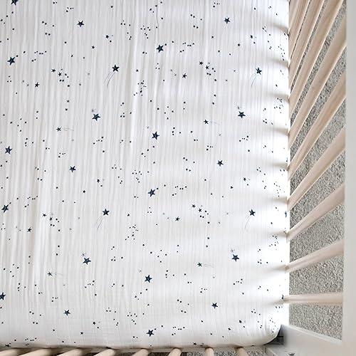 Little Unicorn Little Unicorn Premium Crib Sheet | Breathable & Super-Soft Muslin Fabric (Shooting Stars)