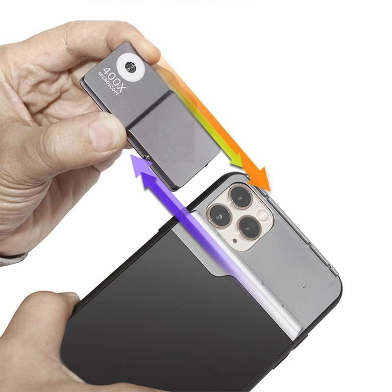 QINXIUBH Lab Microscope Slides Pocket Phone Microscope, with LED Light Microscope Parts (Magnification : B)