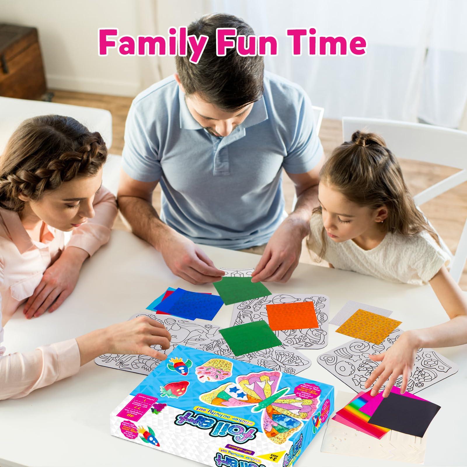 OTAOD Foil Art Kit for Kids - Foil Fun Craft Kits & Supplies, No Mess Art for Kids, Foil Foam Stickers Art Craft Activity for Kids, DIY Creative Activity Birthday Christmas Gift Travel Toys for Girls Boys