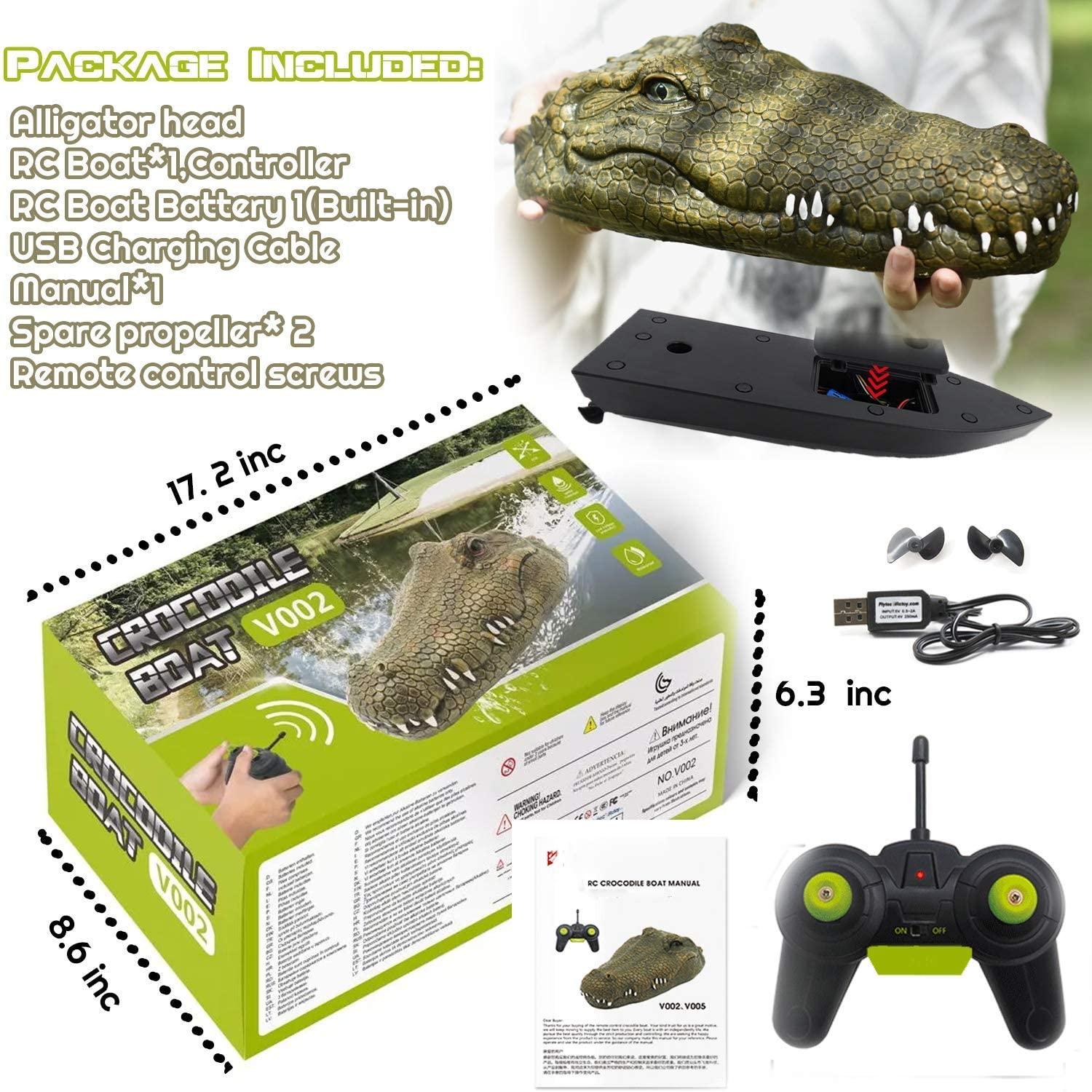 Akargol 2Pcs Remote Control Boat Alligator Head - RC Boats Fake Crocodile Head 2.4 GHz Remote Controlled for Kids and Adults