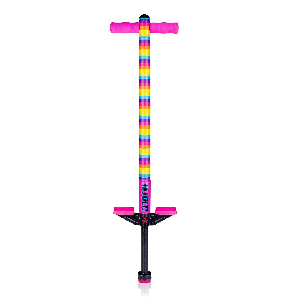 Flybar Flybar Pogo Stick for Kids, 40 to 80 Pounds, Perfect for Beginners, Easy Grip Foam Handles, Anti-Slip Foot Pegs, Outdoor Toys for Boys, Jumper Toys for Girls, Outside Toys for Kids (Jolt, Rainbow)