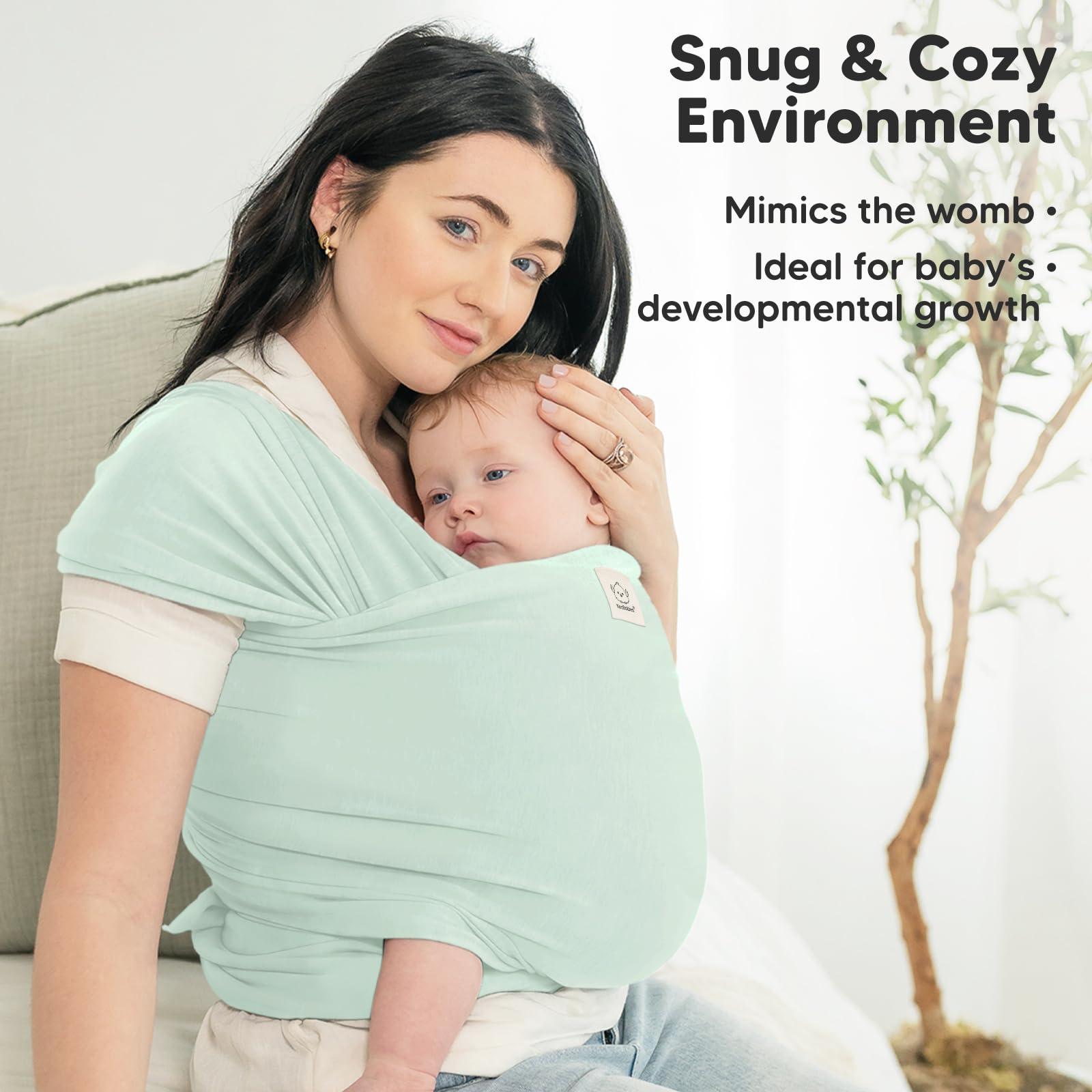 KeaBabies KeaBabies Baby Wrap Carrier - All in 1 Original Baby Carrier Newborn to Toddler Sling, Easy to Wear, Hands Free Bonding, Lightweight, Breathable Infant Wraps (Light Mint)
