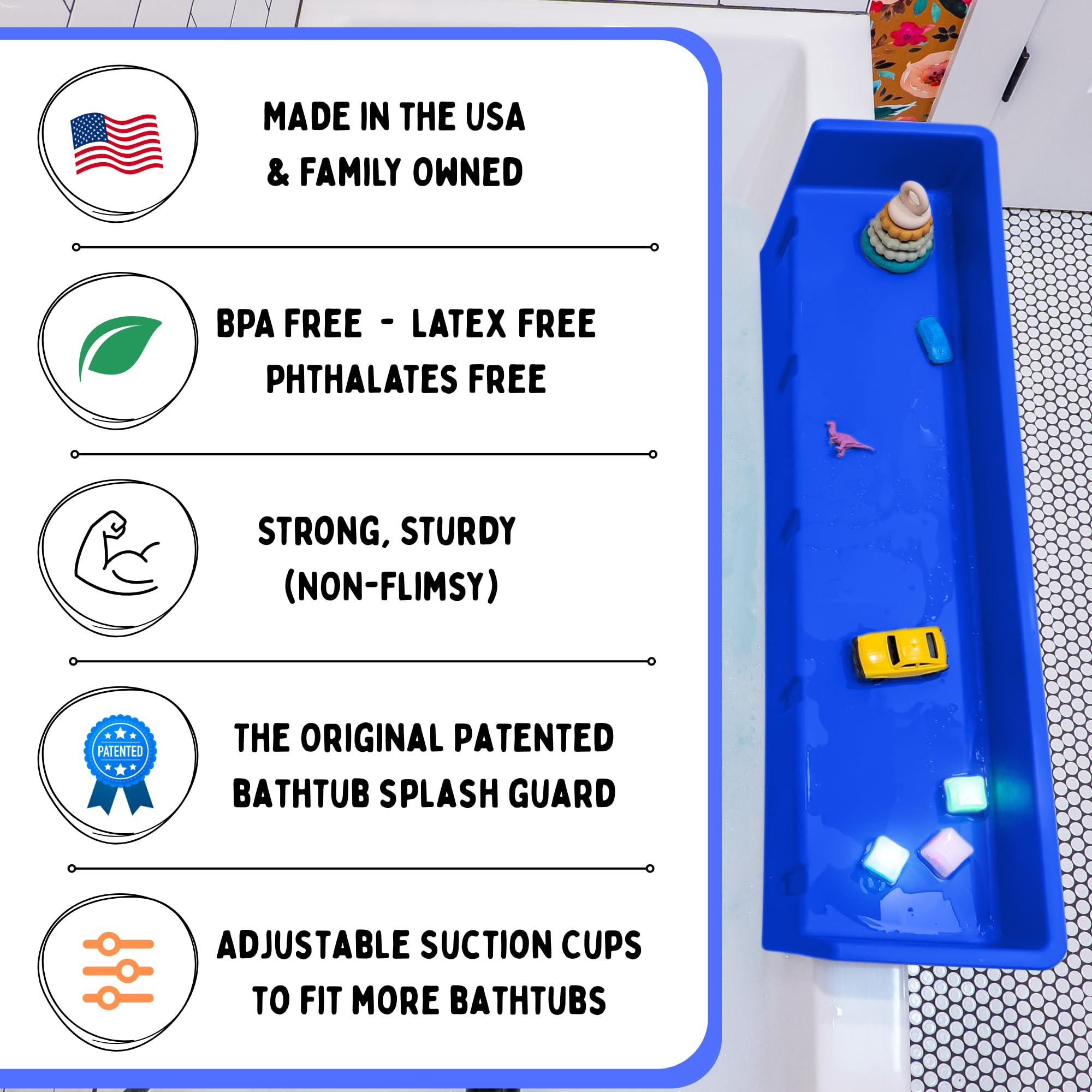 Tub Topper Tub Topper Bathtub Splash Guard Play Shelf Area -Toy Tray Caddy Holder Storage - Suction Cups Attach to Bath Tub - No Mess Water Spill in Bathroom - Fun for Toddlers Kids Baby (Blue)