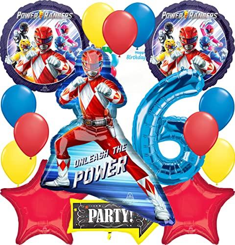 Anagram Power Ranger Party Supplies Foil Balloon Bouquet Decoration, Multicolored, Party Accessory, 6th Birthday