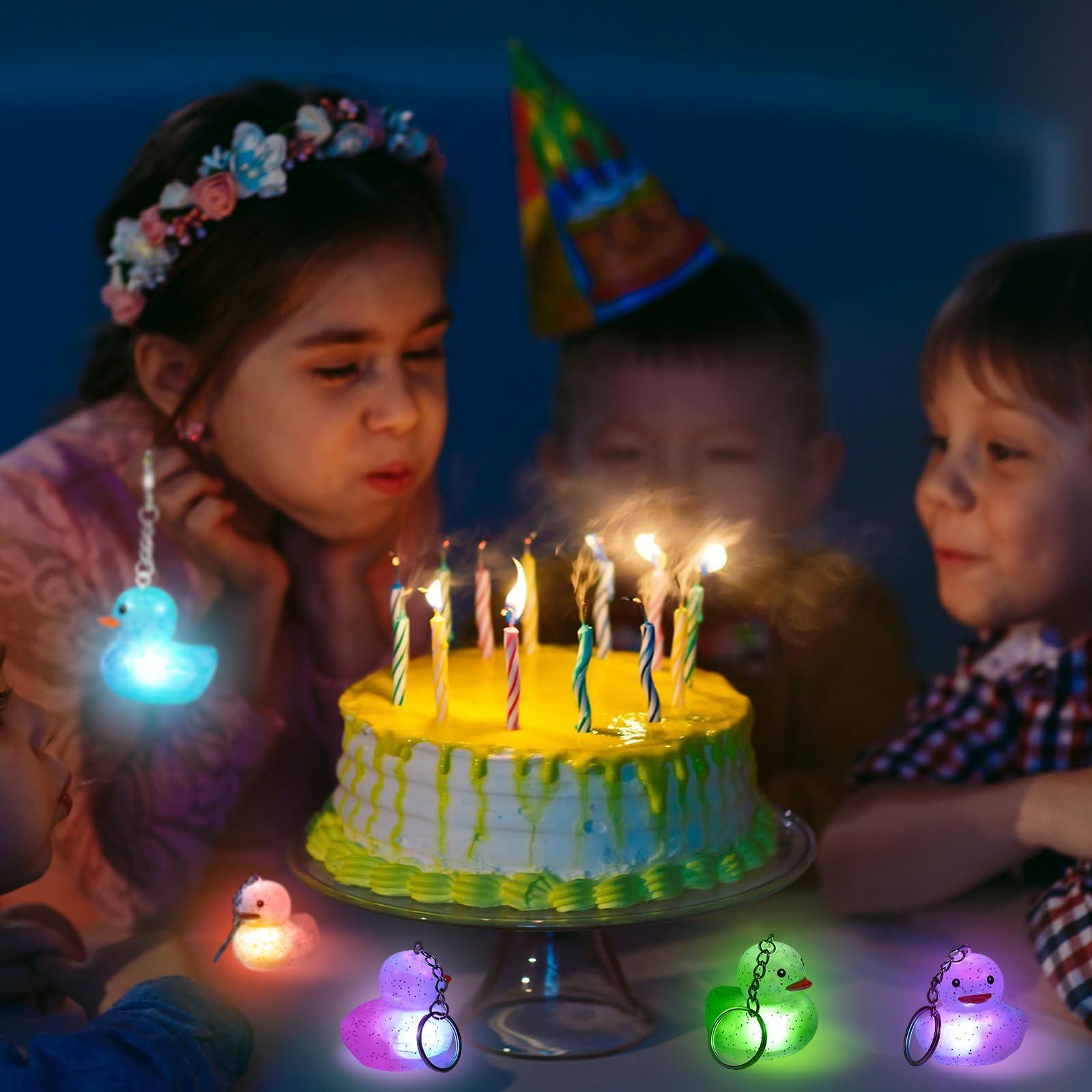 Deekin Deekin 100 Pcs LED Light up christmas Rubber Duck Keychain Cute Duck Keychains Bulk Mini Duck Party Favors 3D Duck Chains Small Ducky Pendant Accessories for Christmas Birthday Party Gifts (Stylish)