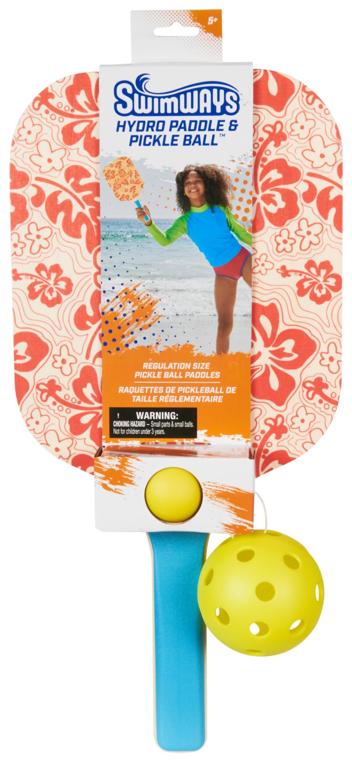 SwimWays Swimways Hydro Paddle & Pickleball Set, Pickleball Paddles and Balls for Pool, Lake and Beach Games, Outdoor Toys for Kids and Adults Aged 5 & Up