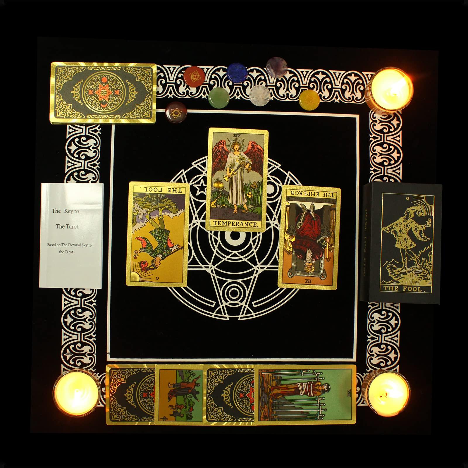 IXIGER IXIGER Tarot Cards,78 Tarot Deck Cards,Tarot Cards for Beginners,Tarot Cards with Guide Book,Fortune Telling Cards Game,Black Gold Tarot Deck Storage Box