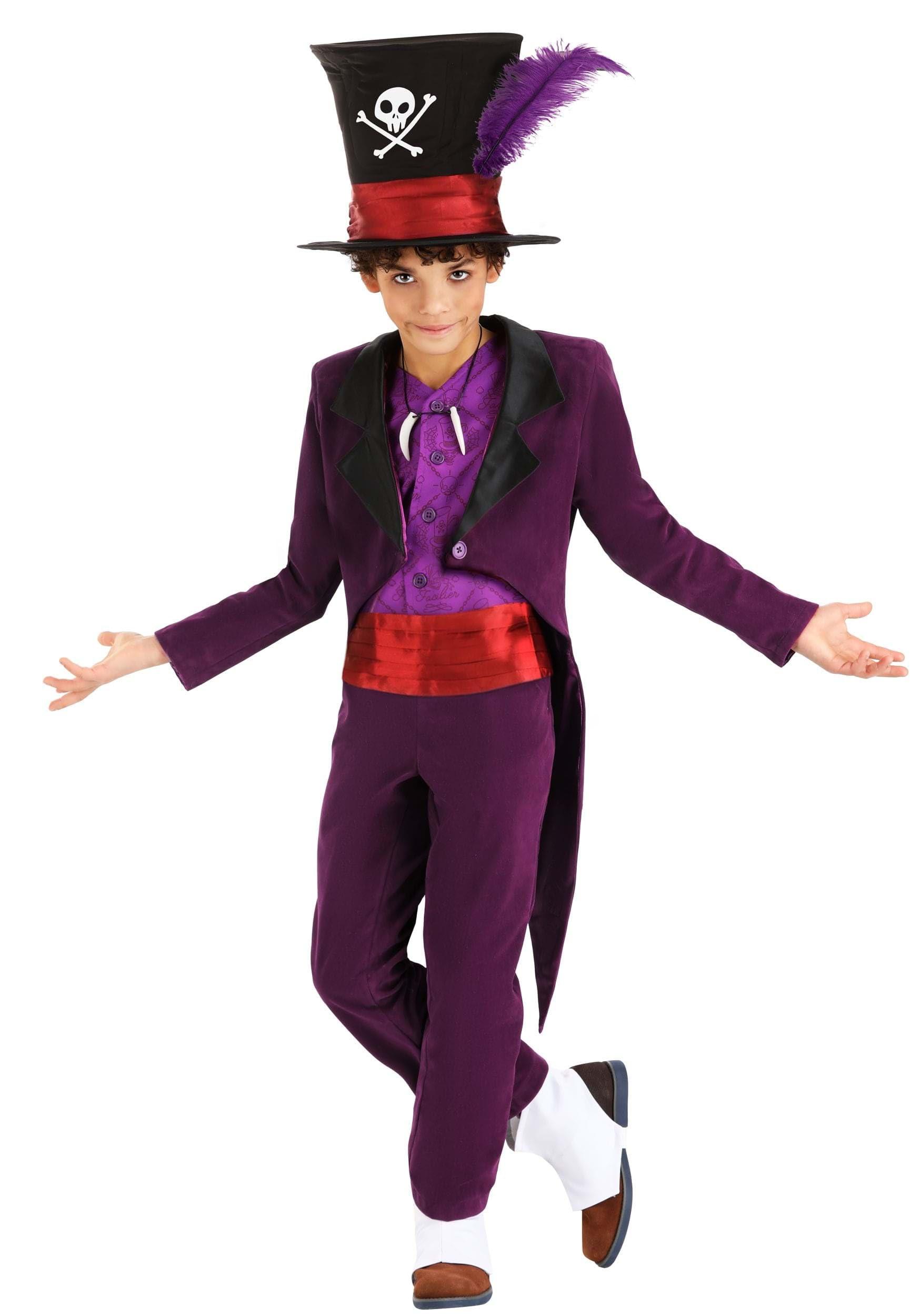 Fun Costumes Disney Boys Dr. Facilier Costume - The Princess and the Frog Shadow Man Outfit for Kids with Hat, Necklace, Vest, and More Small