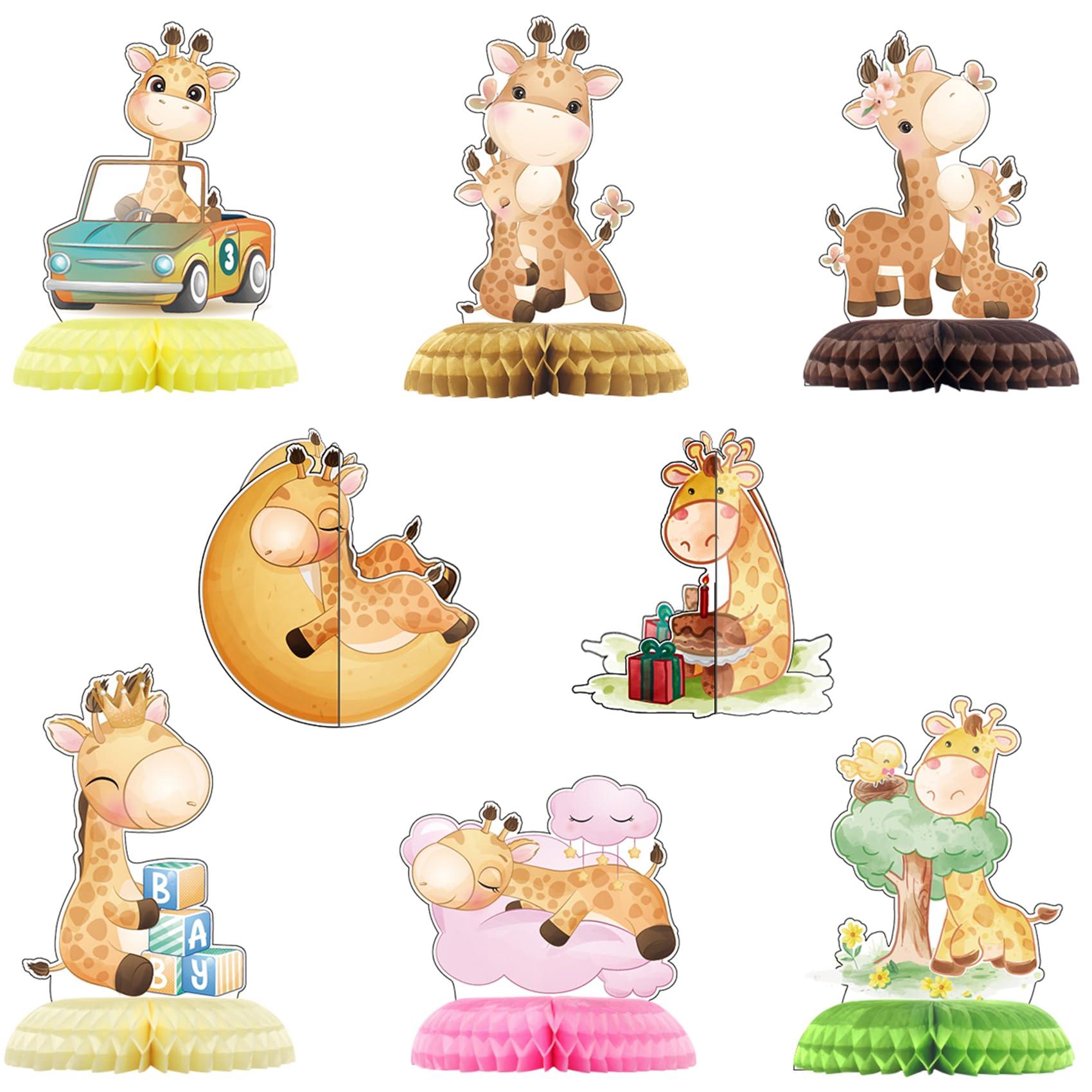 Ylimaf 8 Pack Giraffe Honeycomb Centerpieces Jungle Animal Table Centerpieces Giraffe Party Decorations Giraffe Birthday Party Supplies for Giraffe Baby Shower Decorations