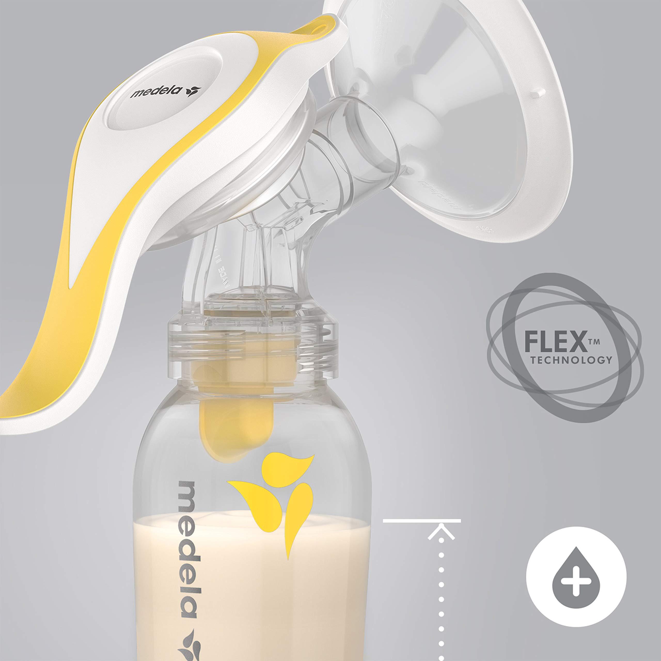 Medela Medela Freestyle Hands-Free Breast Pump | Wearable, Portable and Discreet Double Electric Breast Pump with App Connectivity & Manual Breast Pump with Flex Shields Harmony Single Hand