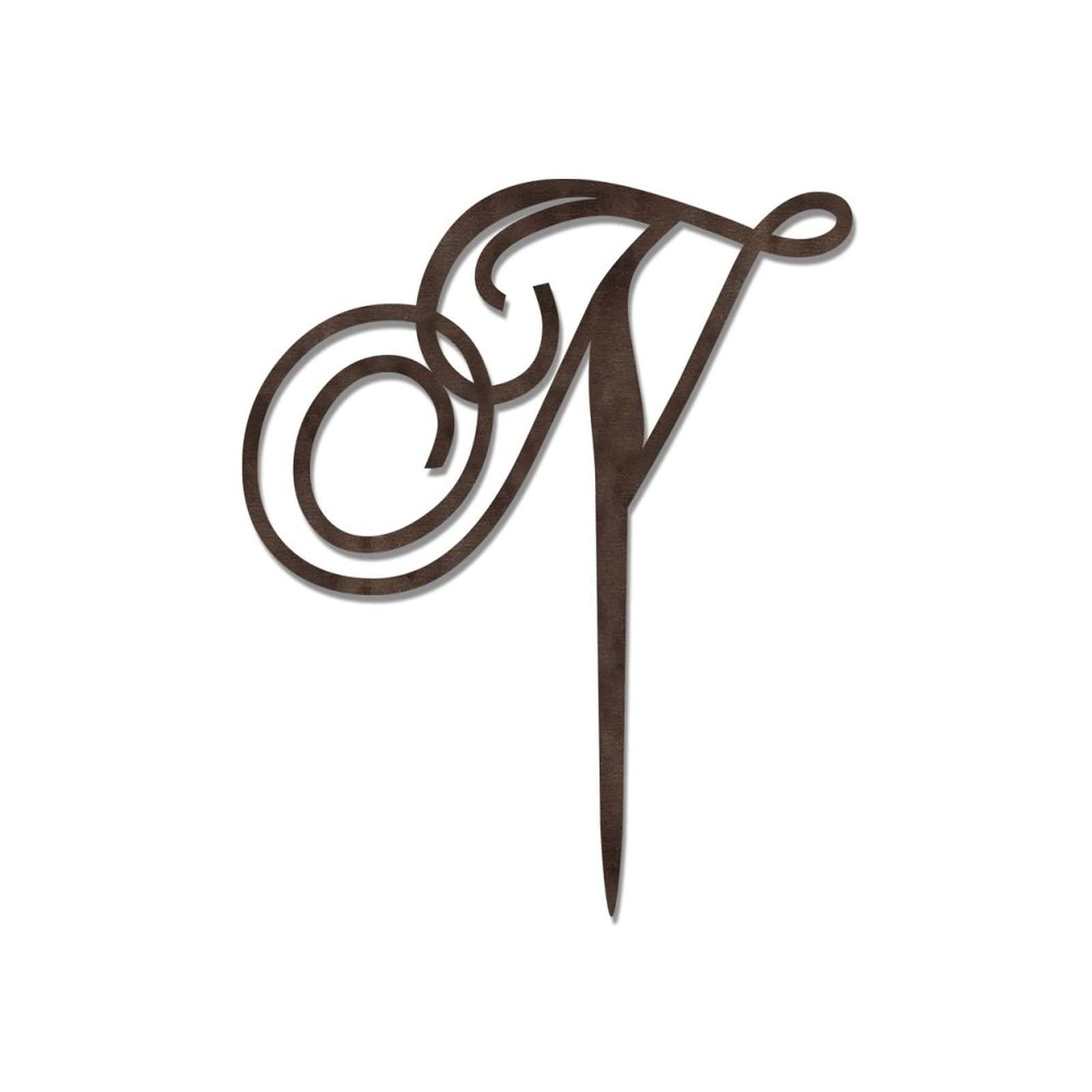 lutieger Monogram Cake Toppers Letter N Wood Brown Custom Any Initial For Wedding Birthday Party Decor Rustic Bridal Shower Gifts For Men Women Initial A B C D E F G H I J L M N K O P R S T U V W X Y Z
