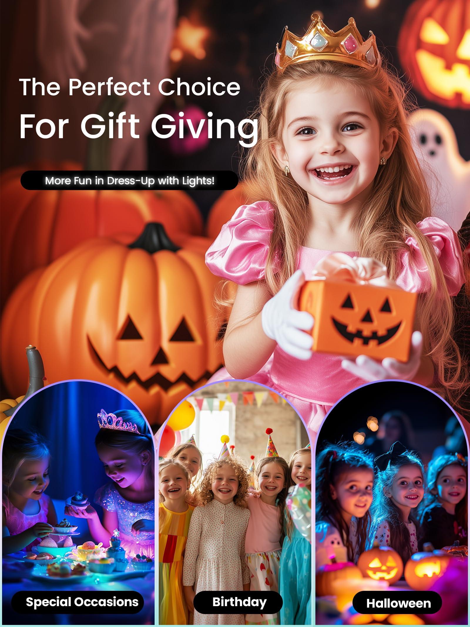 UPORPOR UPORPOR Princess Dresses Girls Halloween Costume for Girls Toddler Pink Princess Dress up Clothes, Light Lining, 2-3 Years Old