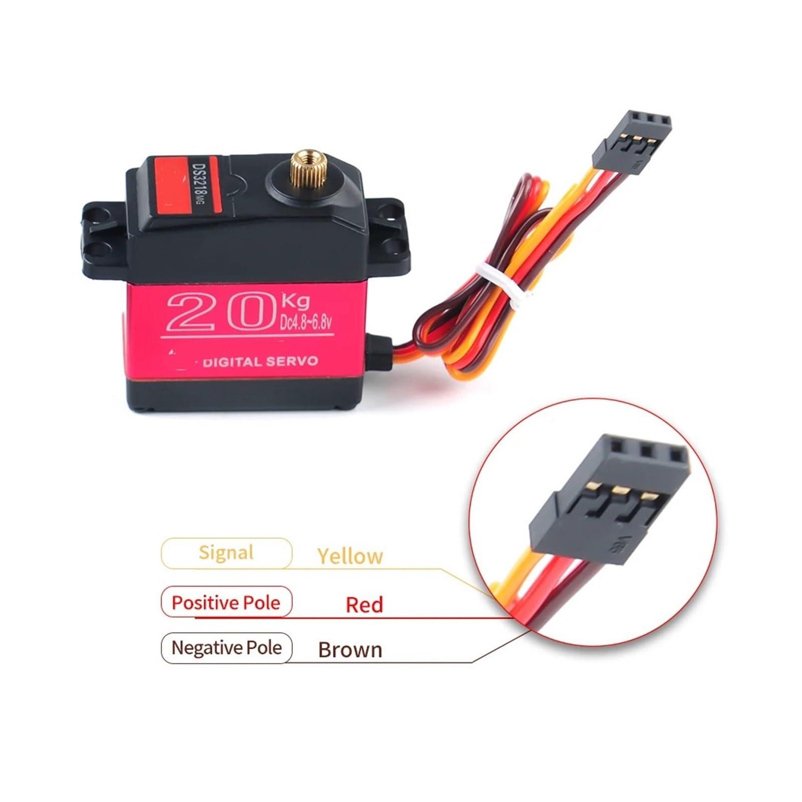 DVNXDPXJ 20kg DS3218 Digital servo with 25T servo arm, Metal rc Toy, 180 Degree
