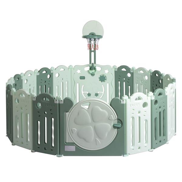 ToysCentral Basics PARC bb en HDPE Pliable 16 2 panneaux avec Panier de Basket-Ball- Vert