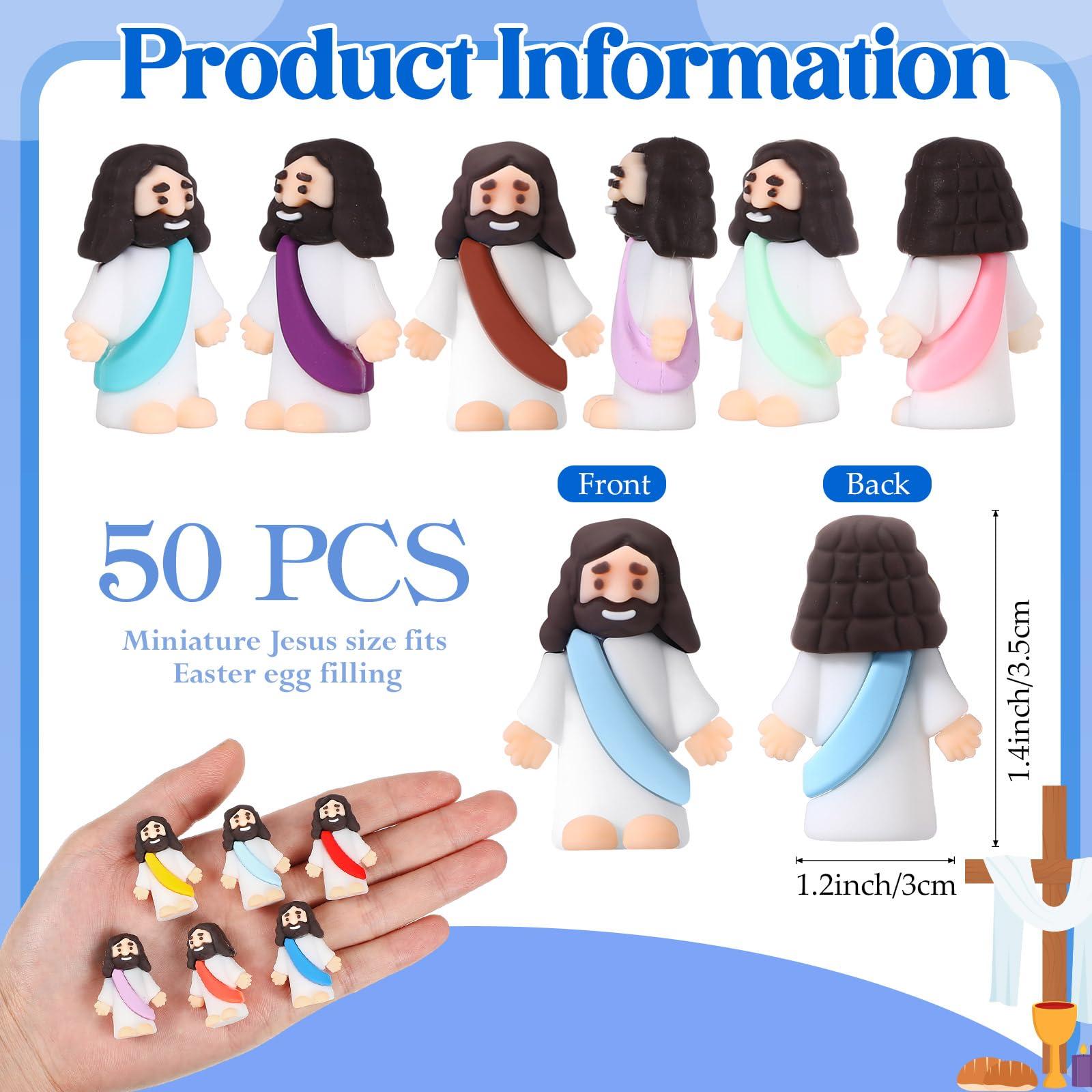 Sumind Sumind 50 Pcs Jesus Toys Original Design Mini Rubber Little Jesus Figurine to Hide and Seek Religious Party Favors Sunday School Craft Baptism Gifts for Easter Egg Stuffers (Comprehensive Colors)