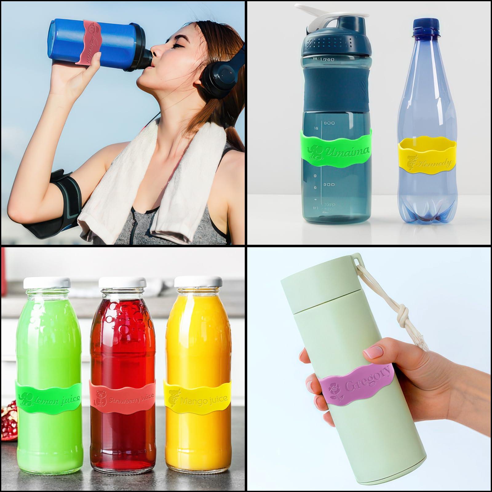 Coregiftr Water Bottle Labels Personalized Bottle Labels Daycare Reusable,Silicone Baby Bottle Water Bottle Name Bands,Water Bottle Labels Waterproof Material Pack of 3