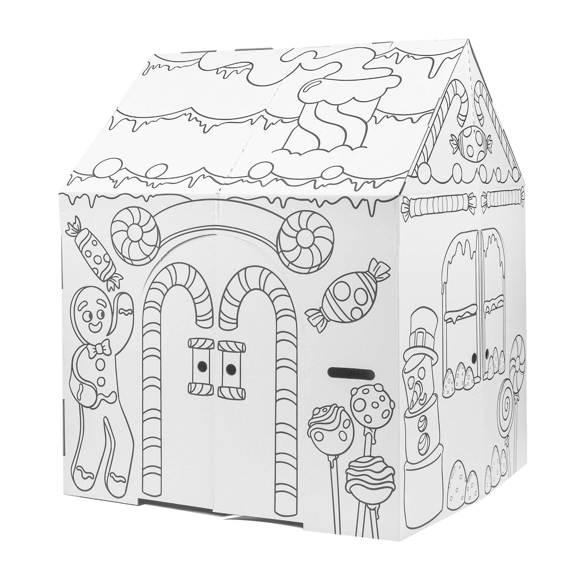 Easy Playhouse Easy Playhouse Gingerbread House - Kids Art & Craft for Indoor Fun, Color Favorite Holiday Sweets & Winter Friends Decorate & Personalize a Cardboard Fort, 32\" X 26. 5\" X 40. 5\"